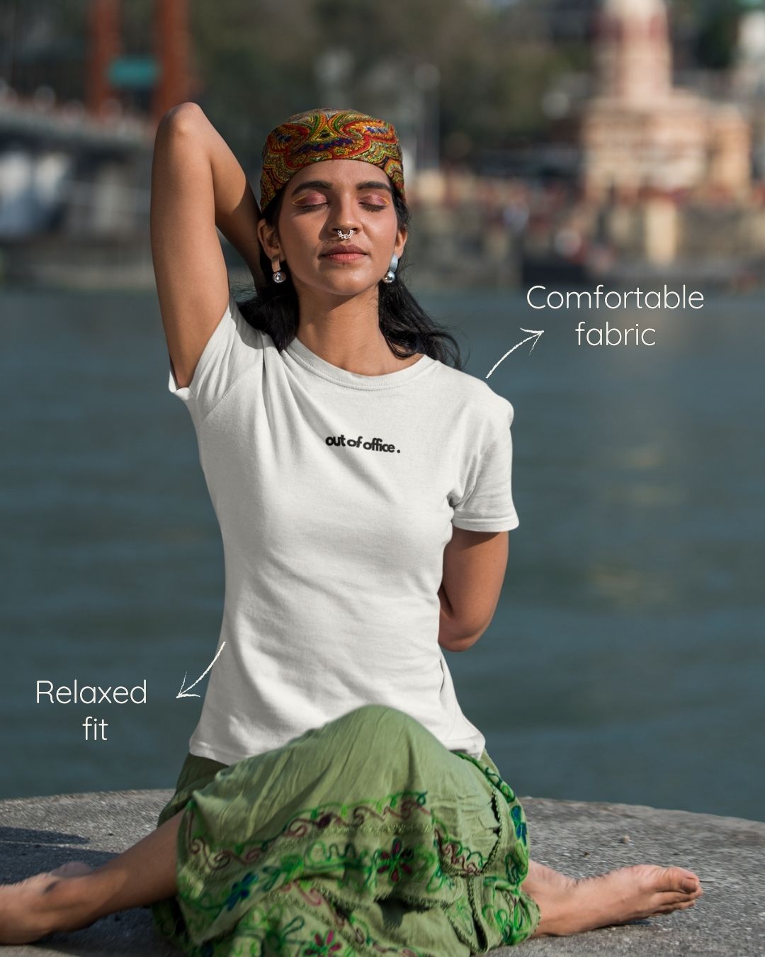 White regular fit cotton t-shirt with 'Out of office' quote – Out of Office clothing